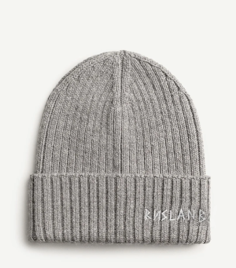 Шапка Ruslan Baginskiy Monogram-embroidered Wool Beanie сірий