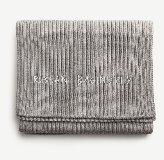 Шарф Ruslan Baginskiy Monogram-embroidered Wool Scarf сірий