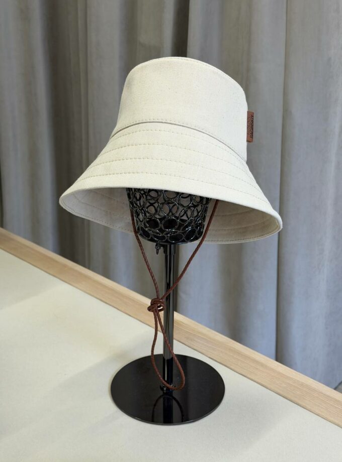 Панама RB Logo Patch Bucket Hat with Leather Trim бежева