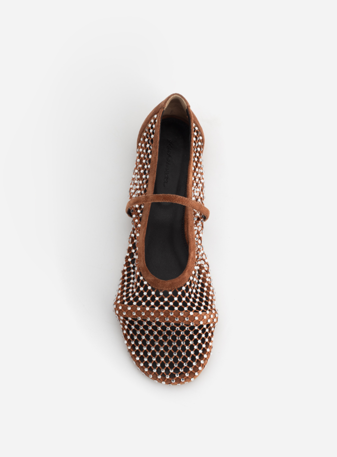 Балетки Kachorovska JERRY BALERINA мережа коричневі стрази