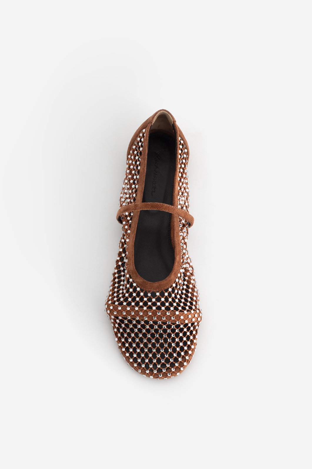 Балетки Kachorovska JERRY BALERINA мережа коричневі стрази - Зображення 2