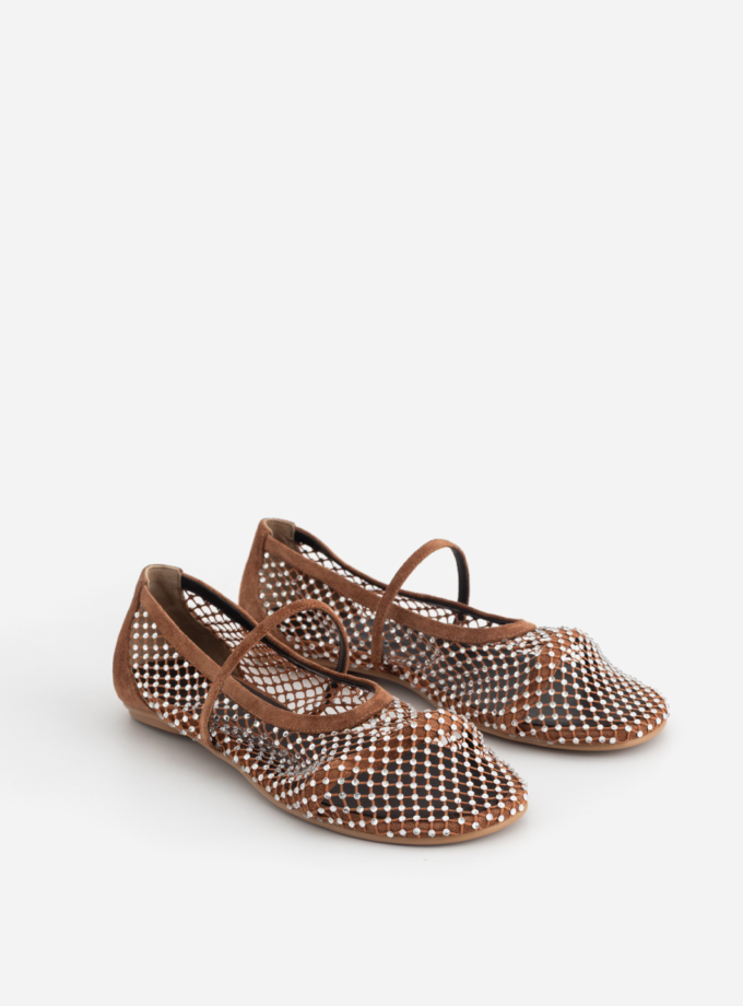 Балетки Kachorovska JERRY BALERINA мережа коричневі стрази
