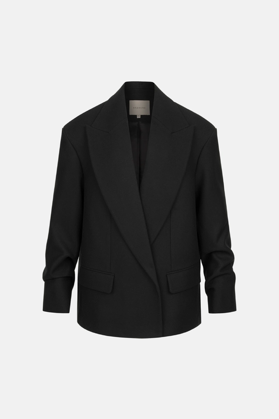 Пальто - жакет Bazhane оверсайз із збіркою на рукаві чорний