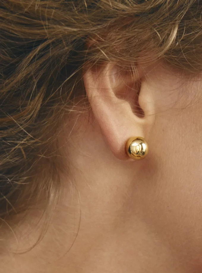 Сережки кульки 10мм жовте золото закрутки CC 22