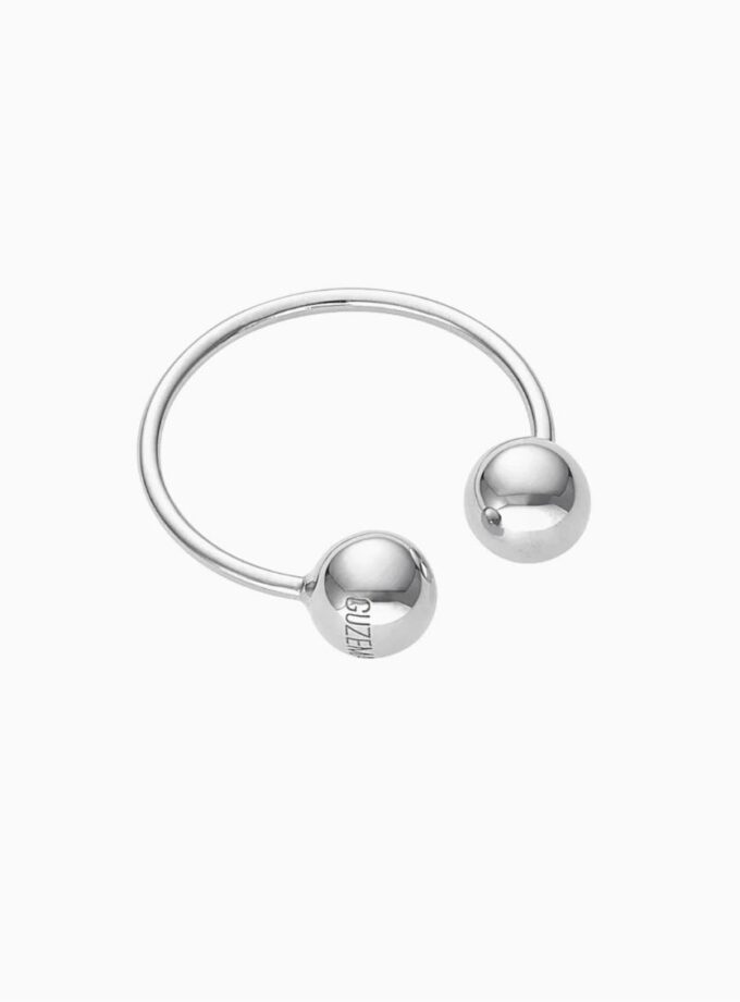 Каблучка 2 кульки 6мм, біле золото (17) CC 13