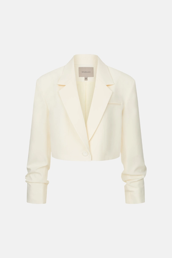 Жакет Bazhane кроп зі збіркою на рукаві вершковий