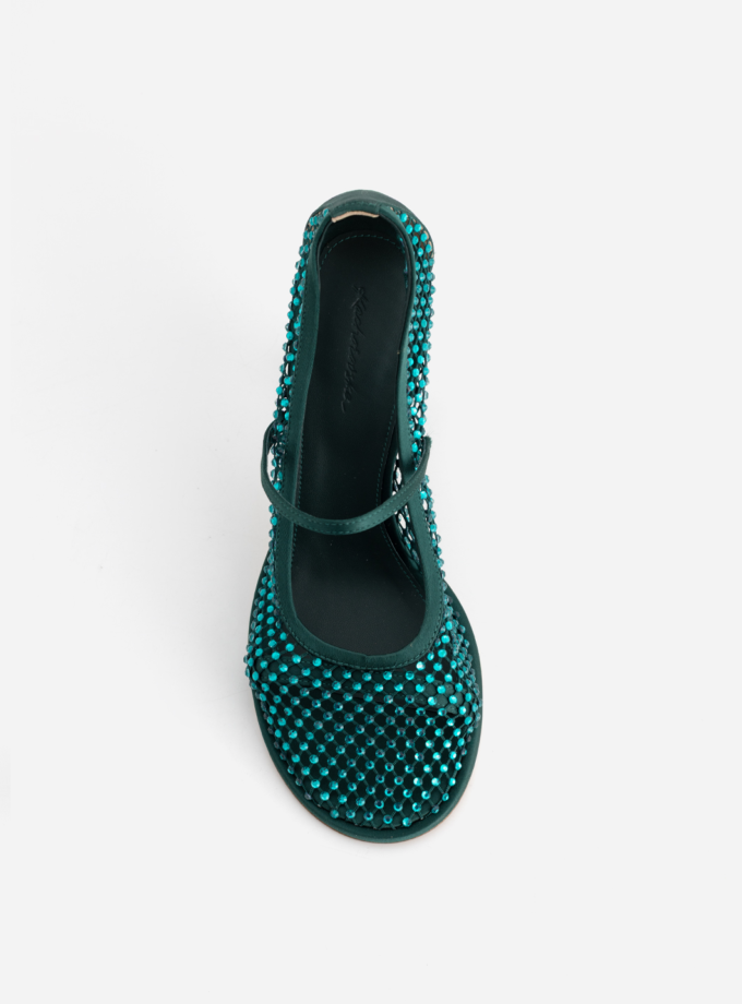 Туфлі Kachorovska JERRY темно-зелені з кристалами