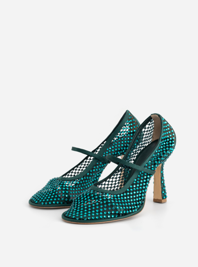 Туфлі Kachorovska JERRY темно-зелені з кристалами