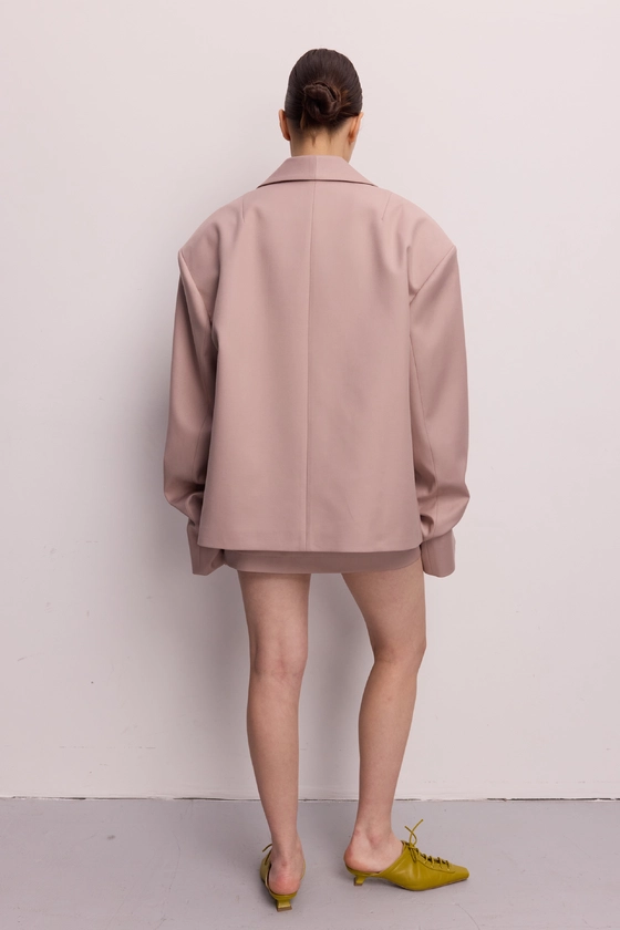 Жакет Bazhane оверсайз зі збіркою на рукаві рожевий