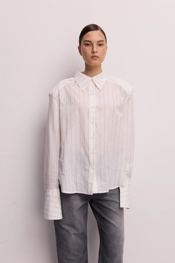 Сорочка Bazhane Stirdy shirt молочний в  смужку