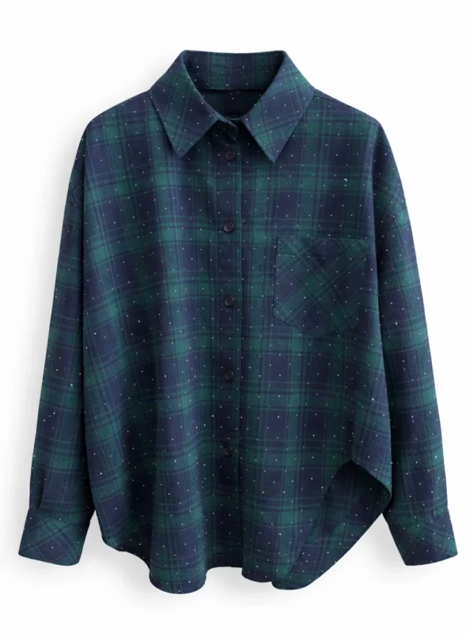 Сорочка Malina овер клітинка SS’26 зелений/синій кристал