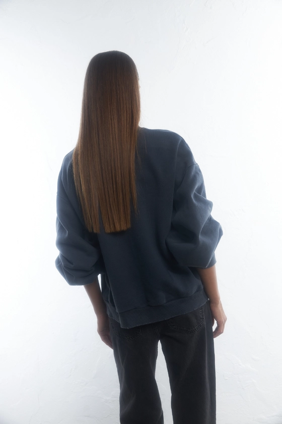 Світшот Bazhane оверсайз вінтаж з принтом "Янгол" графіт