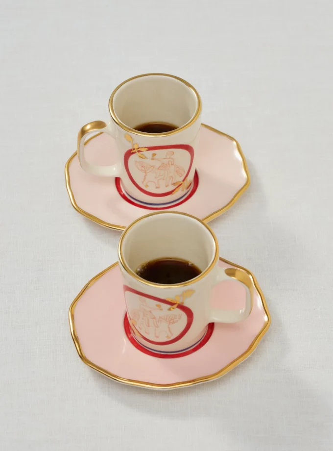 Набір Gunia з чашки та рожевого блюдця Вершник