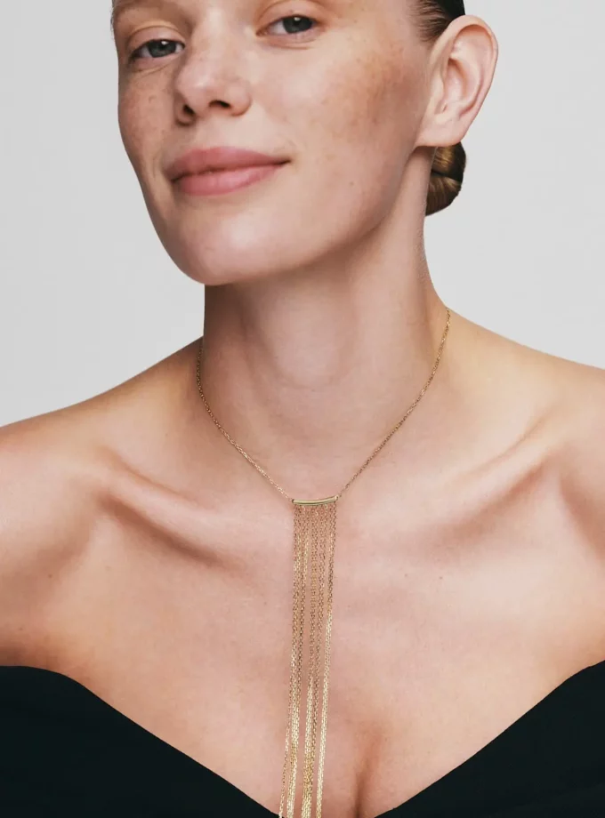 Кольє довгі ланцюжки жовте золото