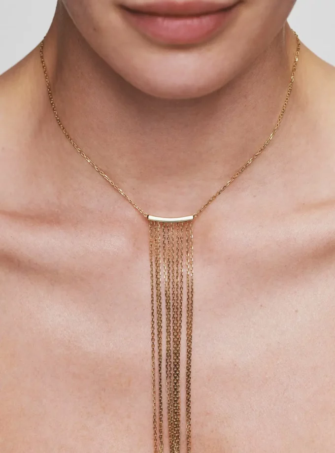 Кольє довгі ланцюжки жовте золото