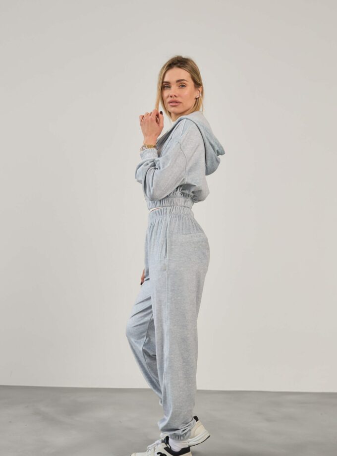 Костюм Marymax велюр джогери + зіп худі вкорочний меланж