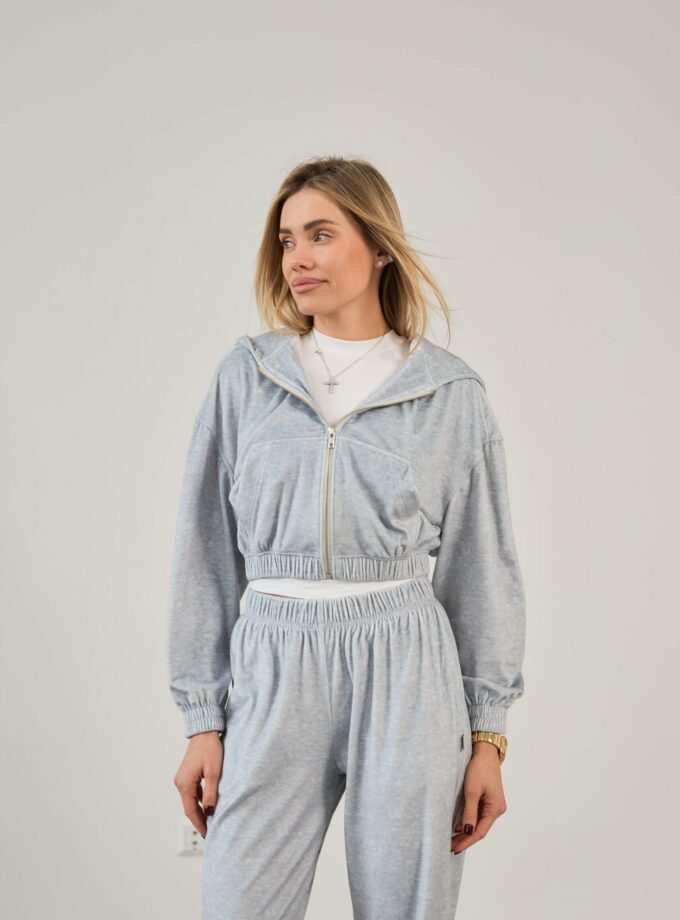 Костюм Marymax велюр джогери + зіп худі вкорочний меланж