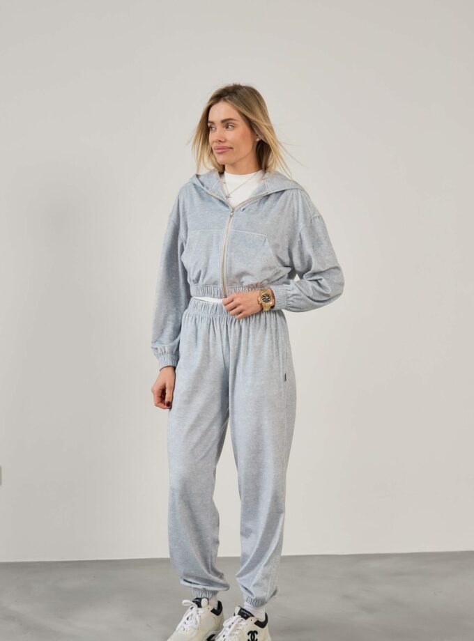 Костюм Marymax велюр джогери + зіп худі вкорочний меланж