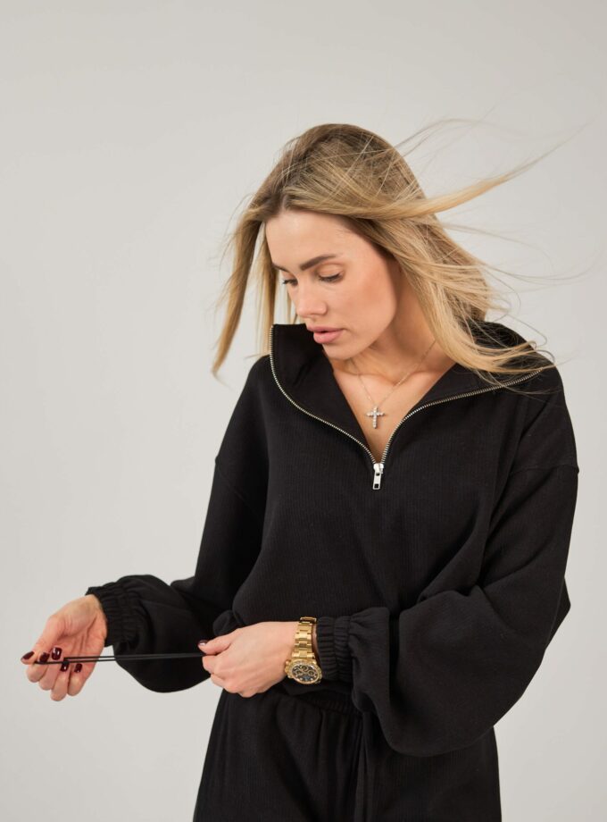 Костюм Marymax трикотажний в рубчик чорний