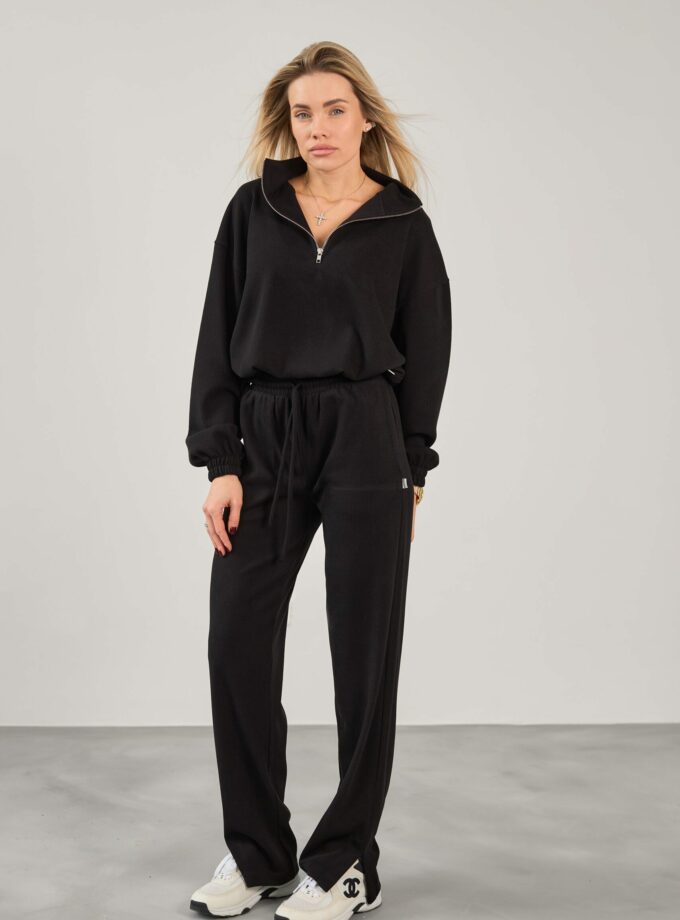 Костюм Marymax трикотажний в рубчик чорний