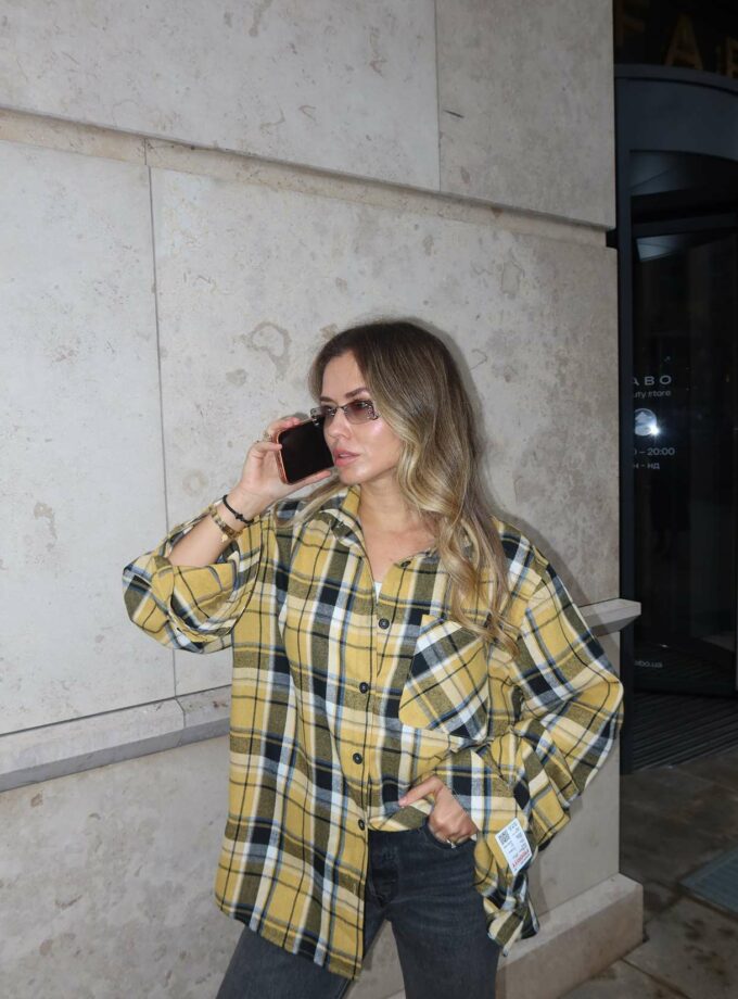 Сорочка Priority Simplify картата гірчичний