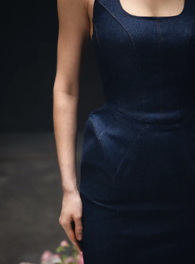 Сукня Mohd міді темно-синя денім