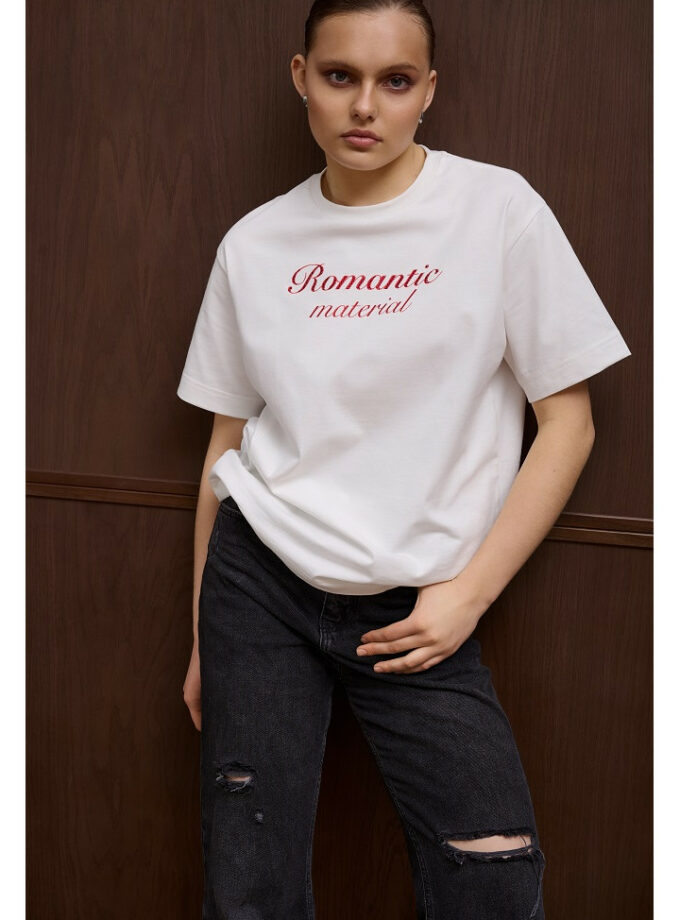 Футболка Zigzag ROMANTIK material молочний