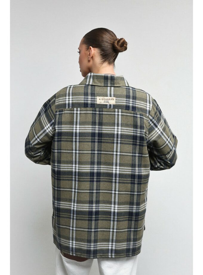 Сорочка Aisenberg denim в клітинку зелена