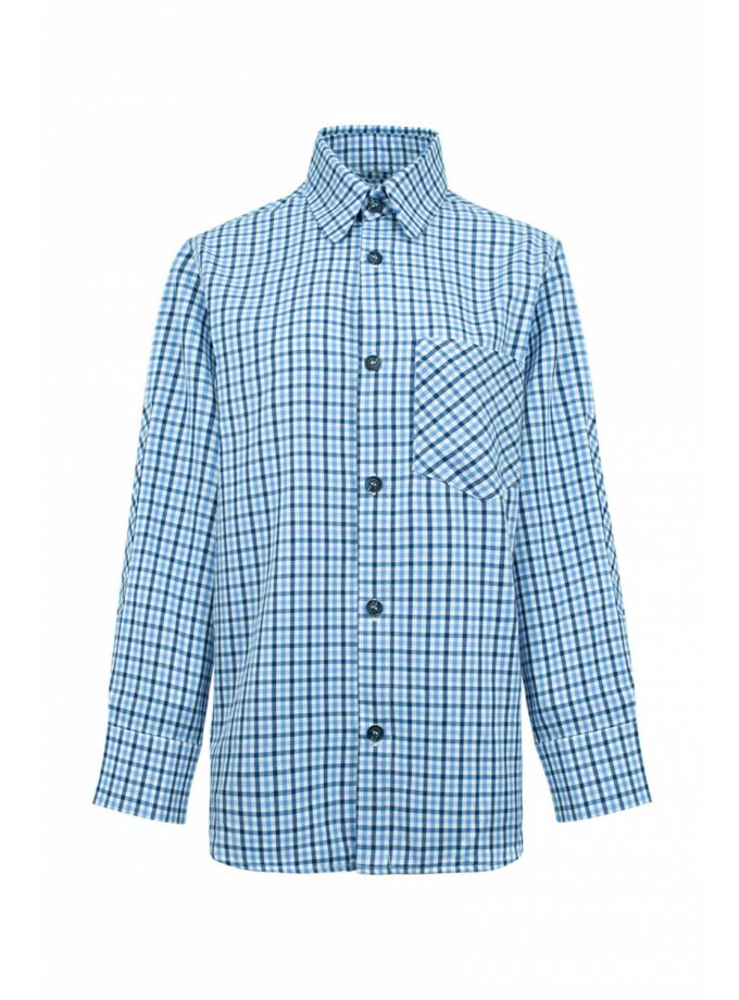 Сорочка Aisenberg denim в клітинку сіро-блакитна