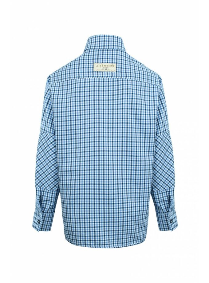 Сорочка Aisenberg denim в клітинку сіро-блакитна