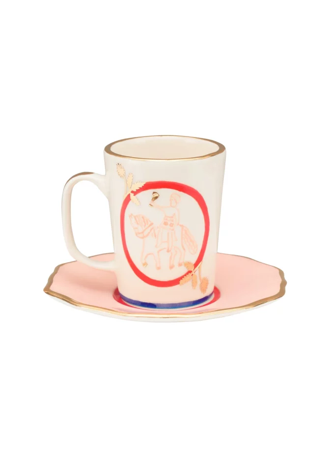 Набір Gunia з чашки та рожевого блюдця Вершник