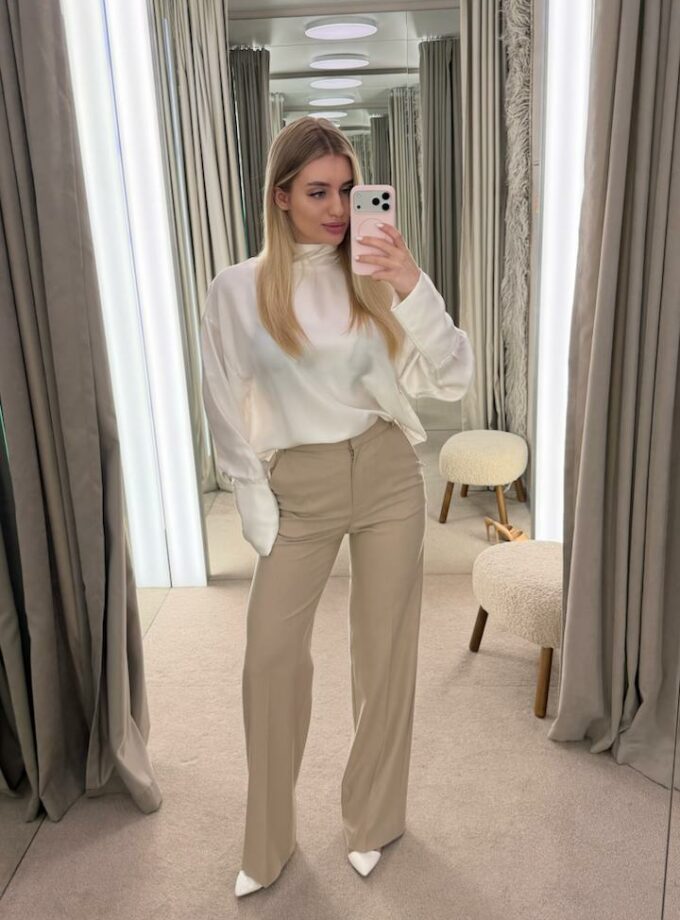 Брюки Anastasia Kolosova прямого крою бежеві