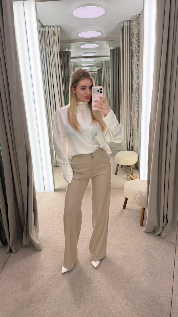 Брюки Anastasia Kolosova прямого крою бежеві