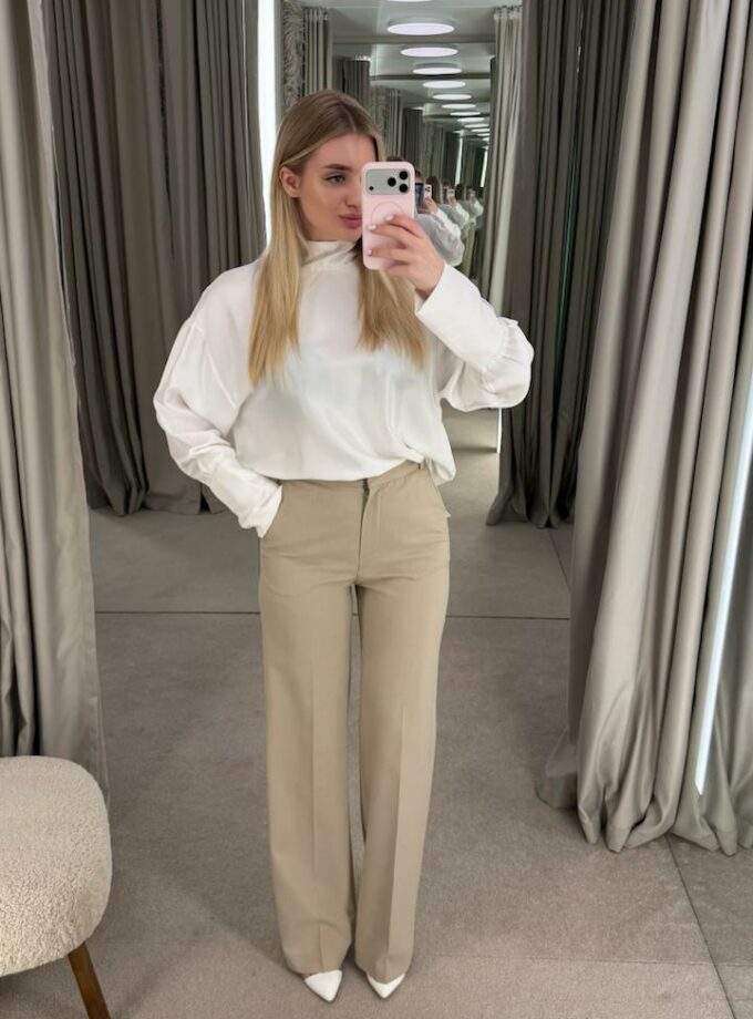Брюки Anastasia Kolosova прямого крою бежеві
