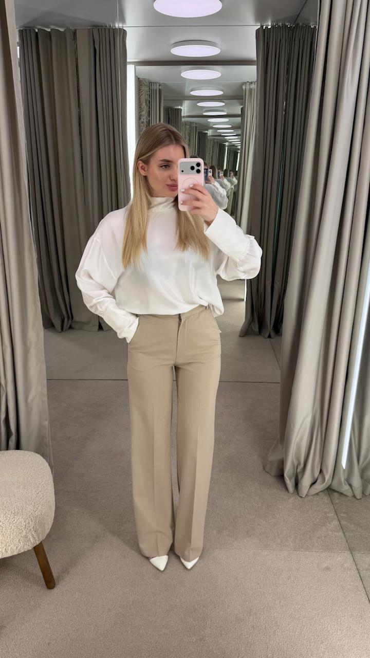 Брюки Anastasia Kolosova прямого крою бежеві - Зображення 2