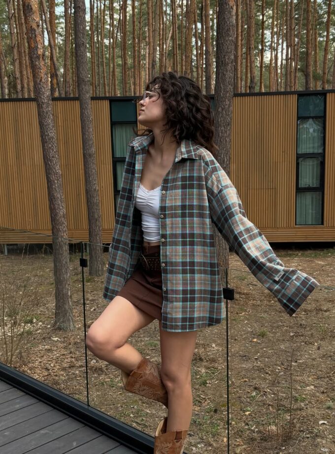 Сорочка Joss бежево-блакитна