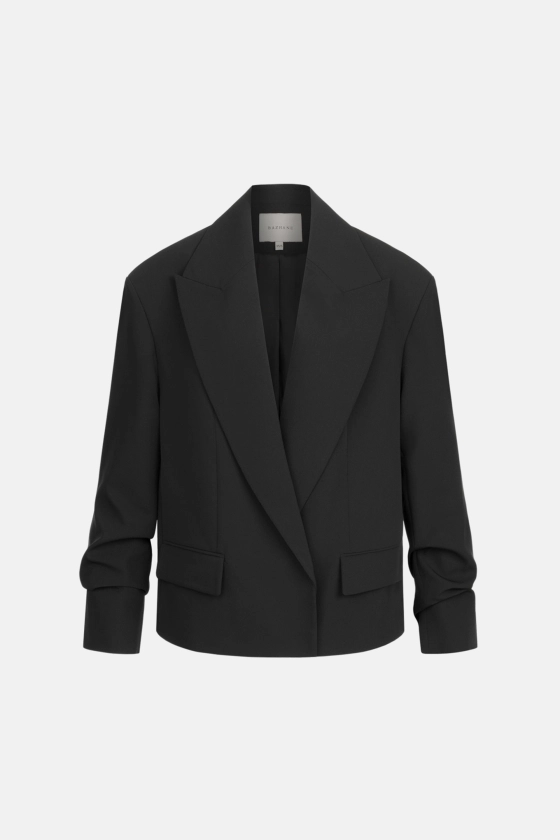 Жакет Bazhane оверсайз зі збіркою на рукаві чорний