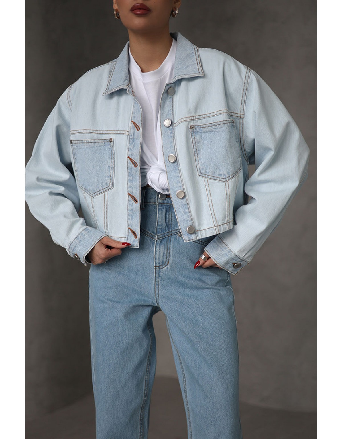 Куртка Aisenberg denim Crop світло-блакитна