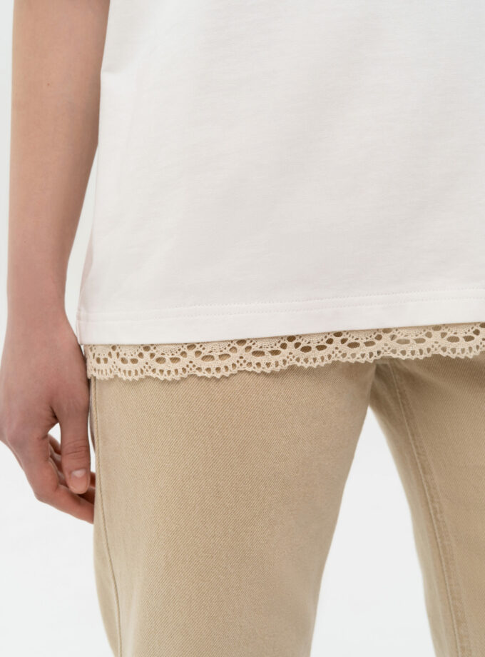Футболка MATCH DENIM Milk with crochet trim