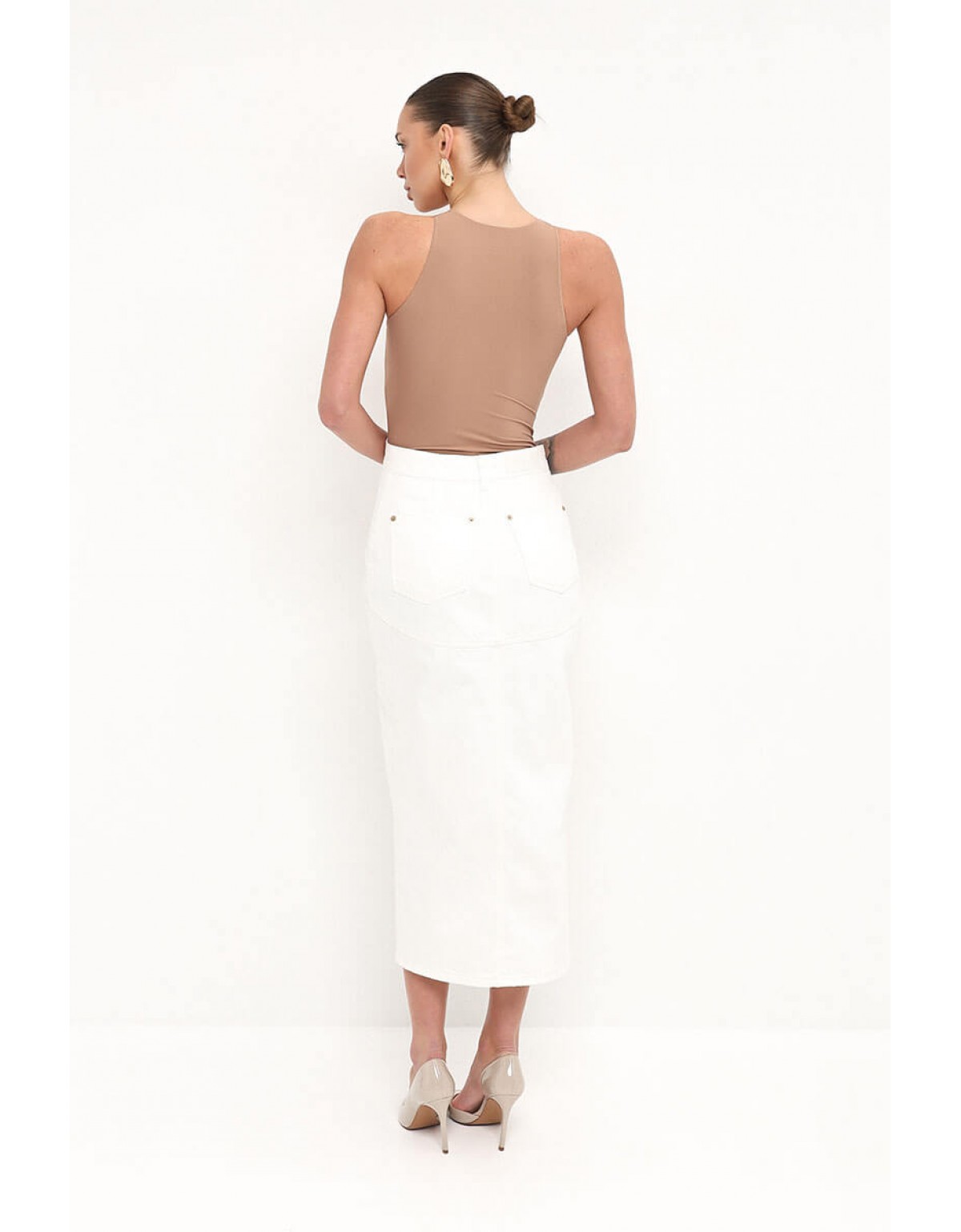 Спідниця Aisenberg denim міді асиметрична біла - Зображення 2