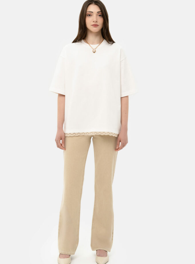 Футболка MATCH DENIM Milk with crochet trim