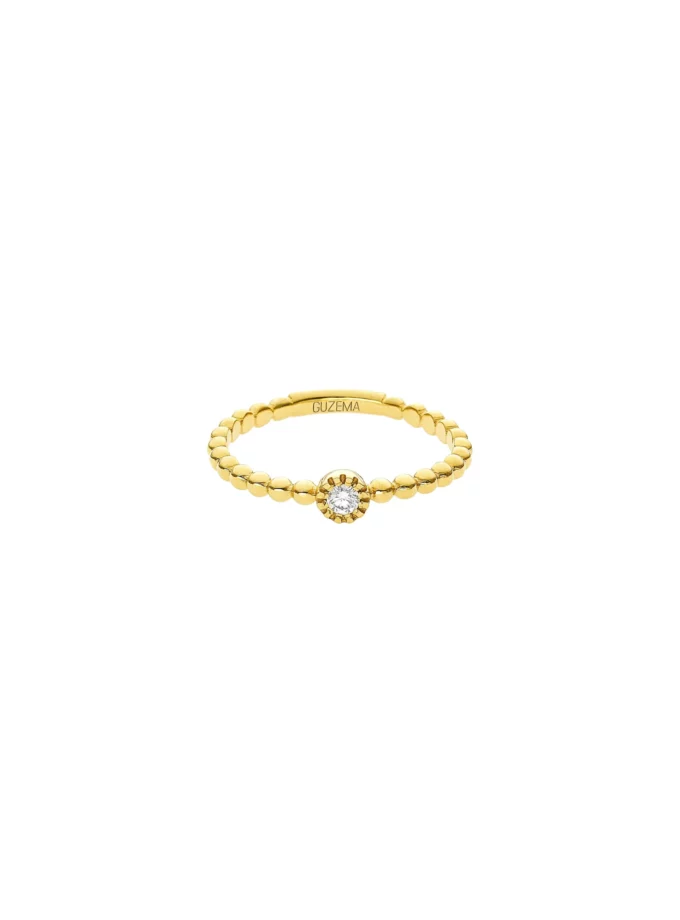 Каблучка кульки по колу з діамантом 2,5 мм,  жовте золото (16)