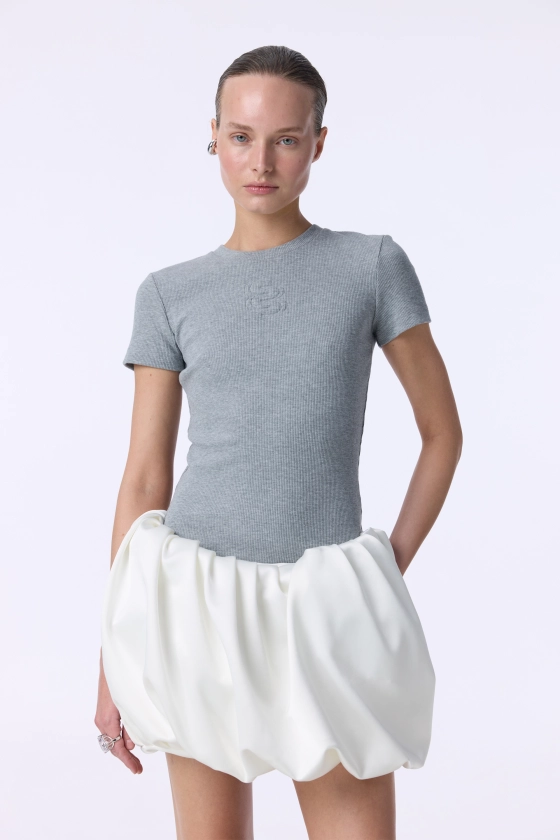 Футболка Bazhane t-shirt з вишивкою BB logo світло-сірий