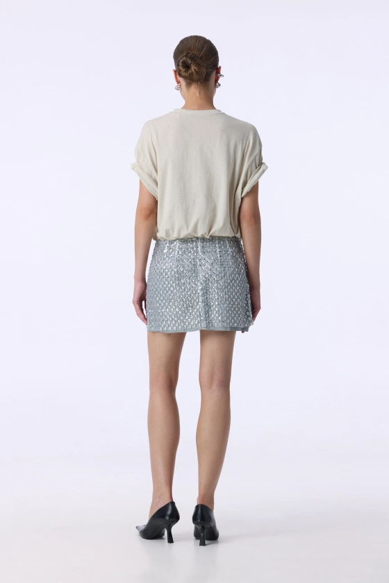 Спідниця Bazhane Shiny mini skirt сірий