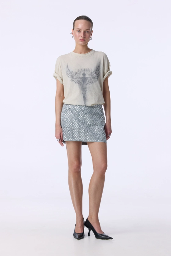Спідниця Bazhane Shiny mini skirt сірий