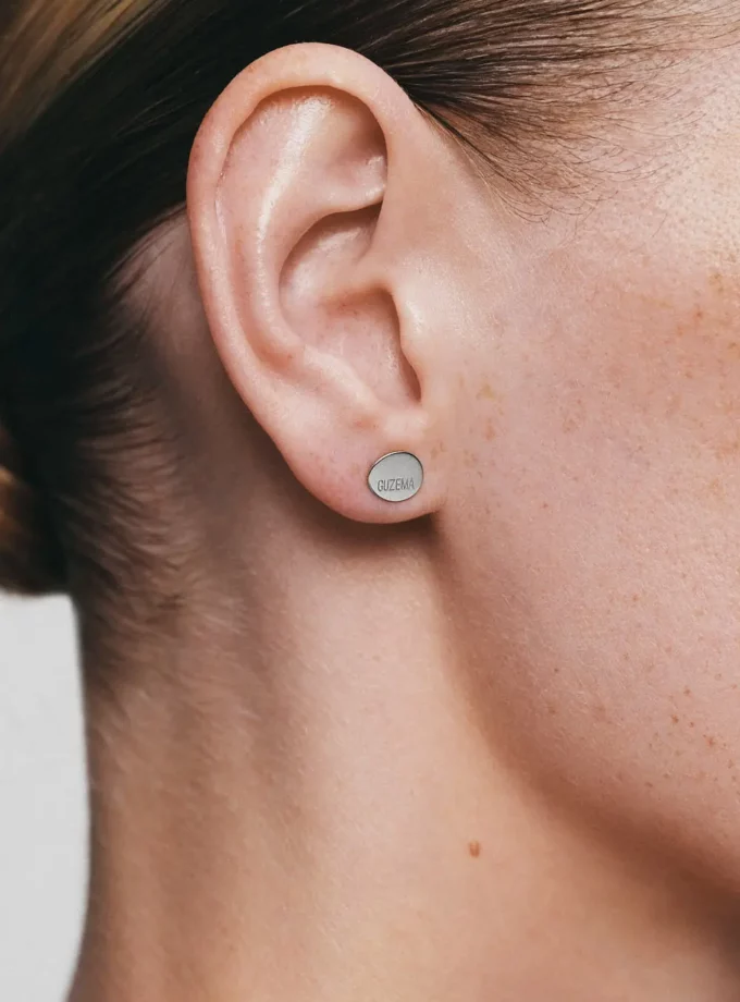 Сережки клюшки 8мм біле золото закрутки CC 79