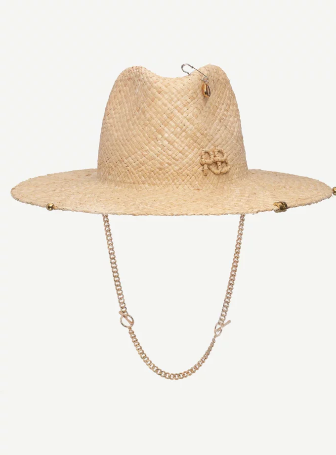 Капелюх RB Chain Strap Fedora Hat солом'яна