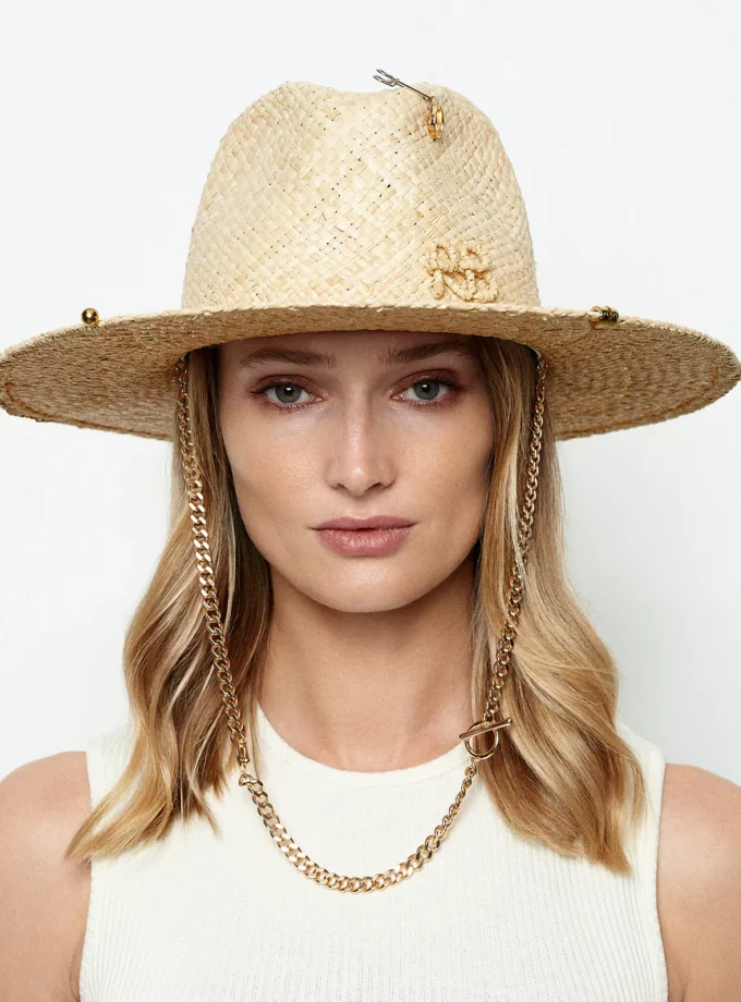 Капелюх RB Chain Strap Fedora Hat солом'яна
