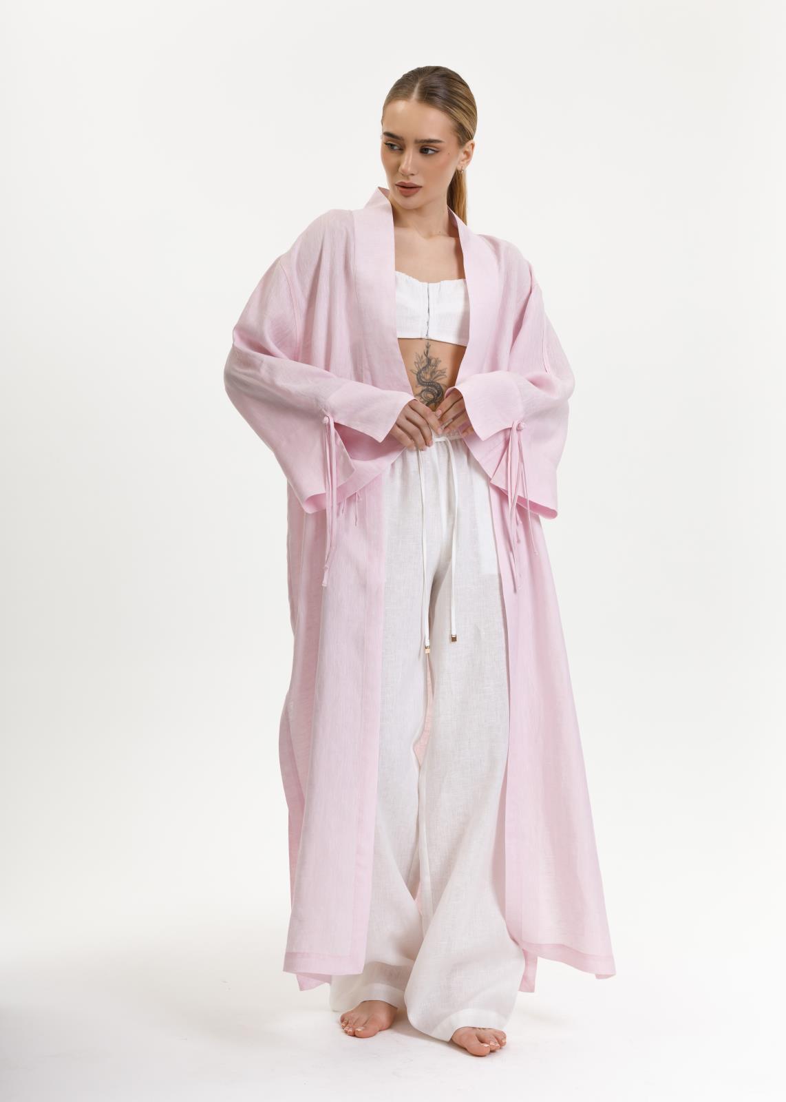 Лляне кімоно FEEL and FLY Courtney Pink Melange