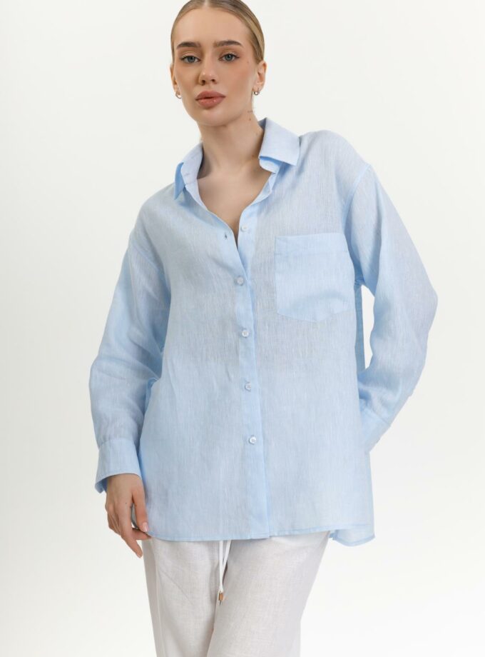 Сорочка FEEL and FLY лляна Dacota Light Blue Melange
